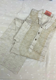 Chikankari Stitched Mens Kurta - Latte Brown