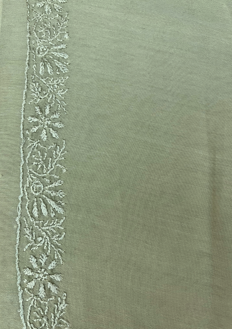 Chanderi Chikankari Unstitched Mens Kurta - Sage Green