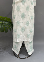 Muslin Chikankari Co-ord Set - White