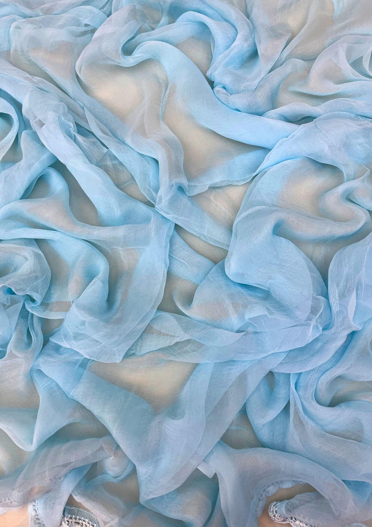 Cotton Unstitched Chikankari Suit - Aqua Blue