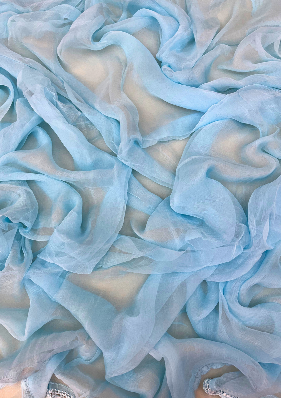 Cotton Unstitched Chikankari Suit - Aqua Blue