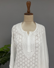 Georgette Chikankari Suit set - White