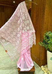 Chikan Saree Georgette - Pink