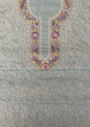 Cotton Chikankari Unstitched Suit - Powder Blue