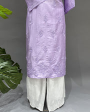 Chanderi Chikankari Long Kurti - Lavender