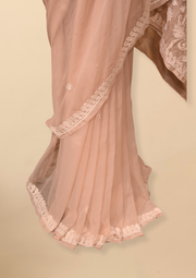 Georgette Chikankari Saree Beige Brown - SC246180