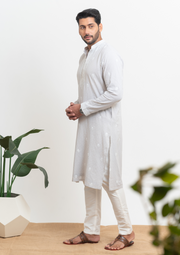 Cotton Chikankari Men's Kurta - Grey