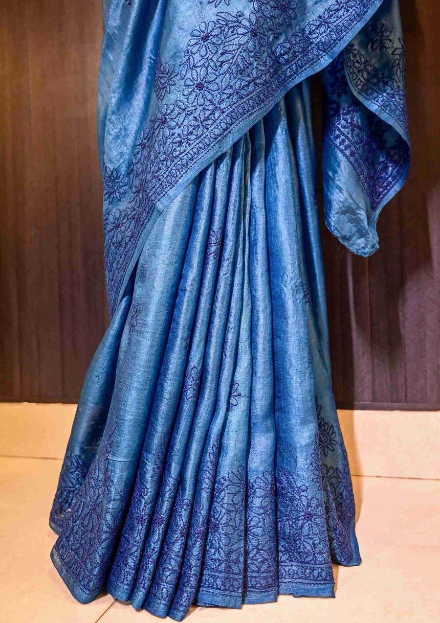 Tussar Silk Chikankari Saree sc2423272