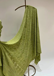 Pure Georgette Chikankari Unstitched Lehenga - Olive Green