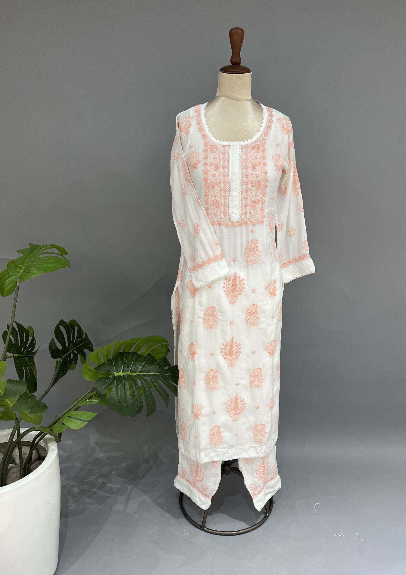 Muslin Chikankari Co-ord Set - White