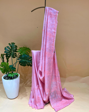 Chikankari Tussar Silk Saree - Baby Pink
