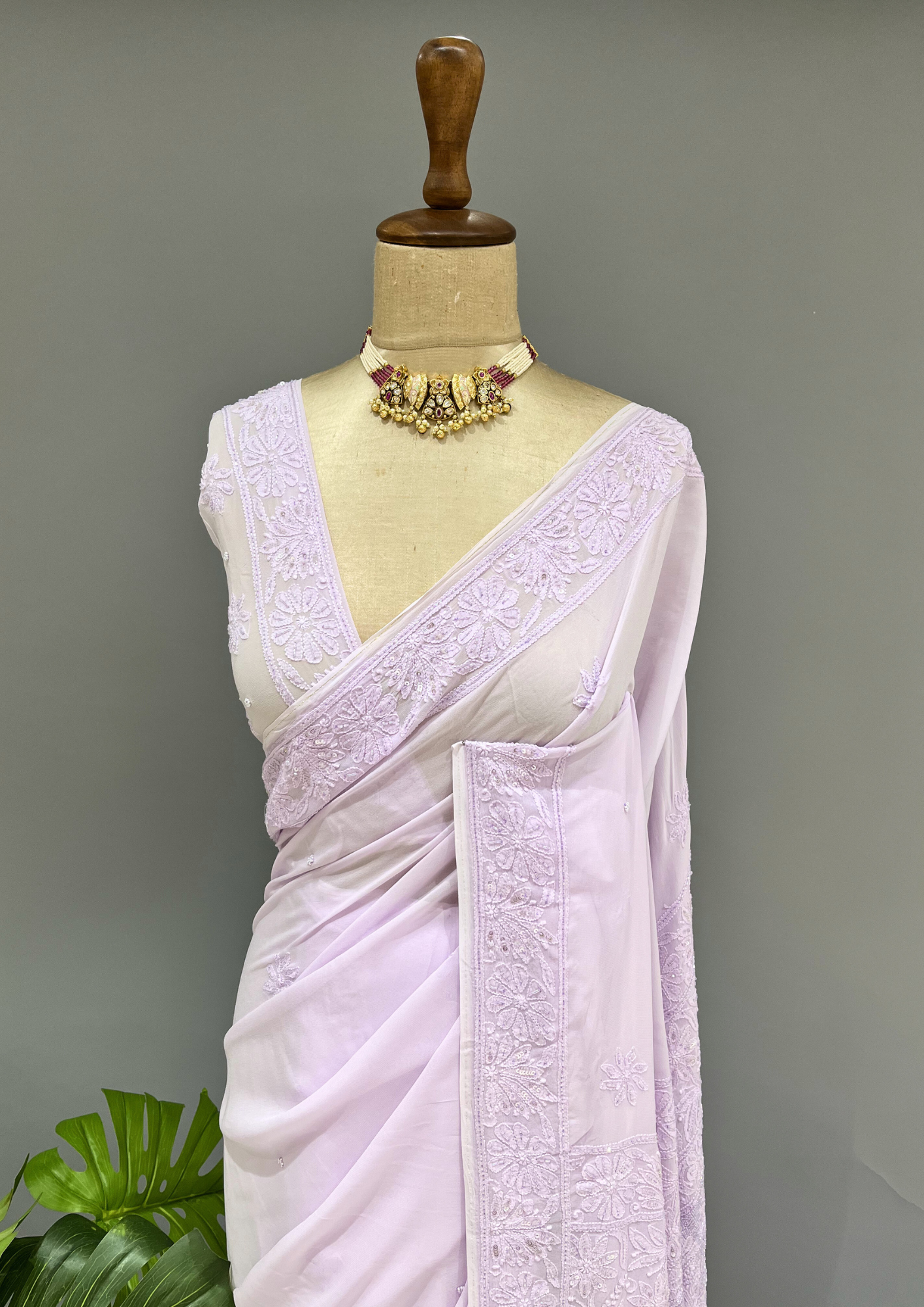 Chikankari Viscose Saree - Mauve
