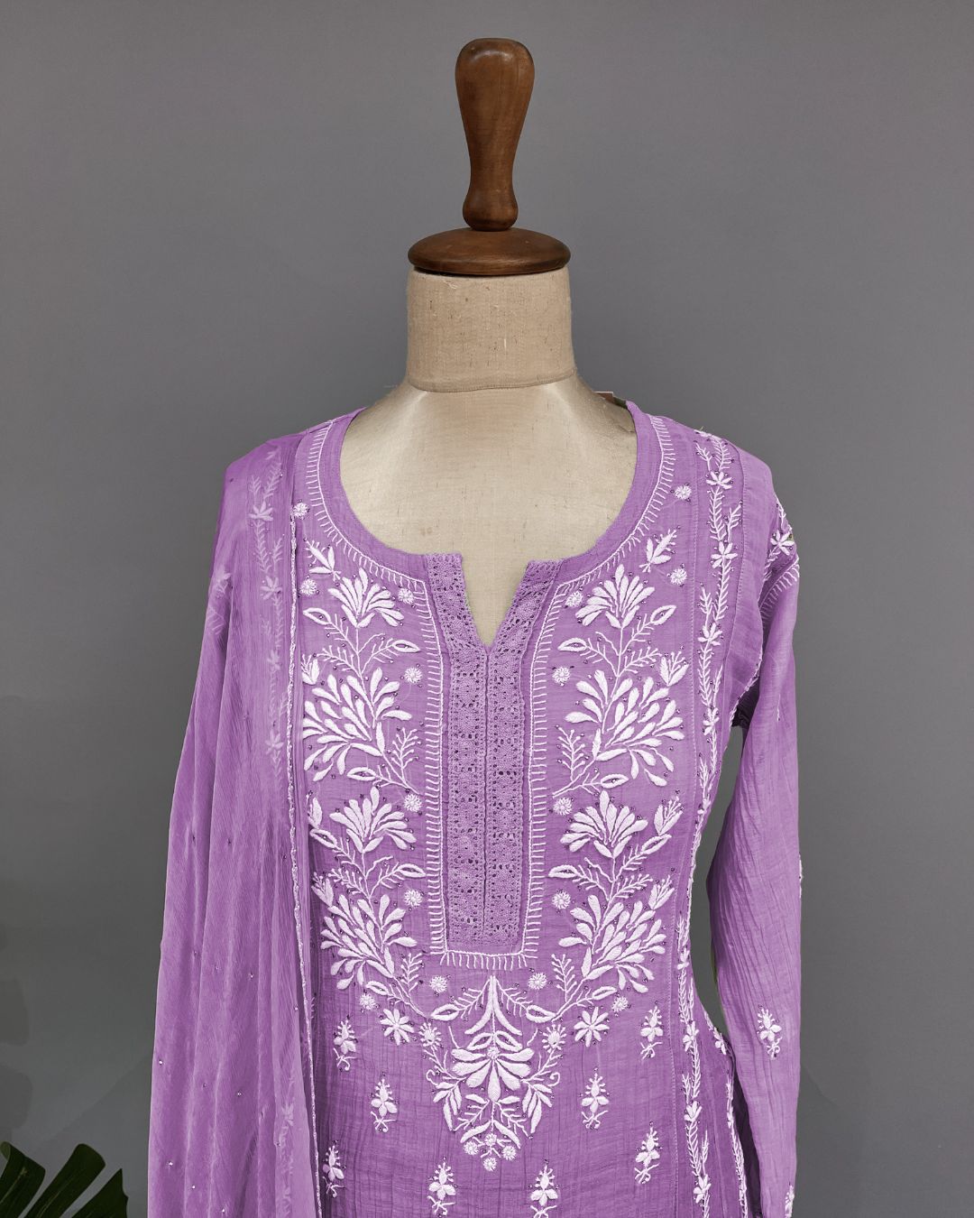 Mul Chander Chikankari 3 pc Suit - Amethyst Purple