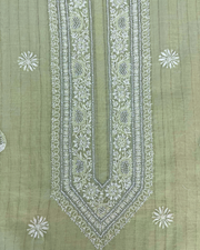 Mul Chanderi Chikankari Unstitched Mens Kurta - Mint Green