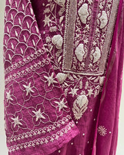 Tissue Chikankari Unstitched Anarkali - Mulberry Pink