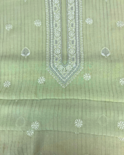 Mul Chanderi Chikankari Unstitched Mens Kurta - Mint Green