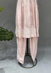 Muslin Chikankari Co-ord Set - Blush Pink