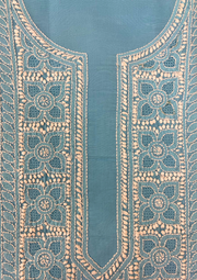 Cotton Unstitched Chikankari Suit - Aqua Blue