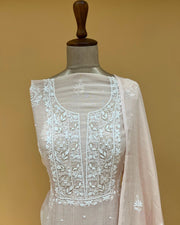 Mul Chikankari Unstitched 2pc Suit - Nude Peach