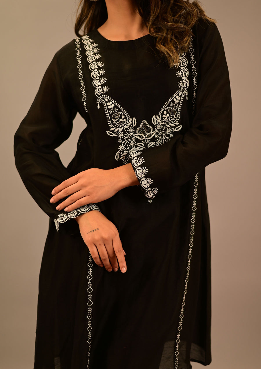 Black Chikankari Coord Set