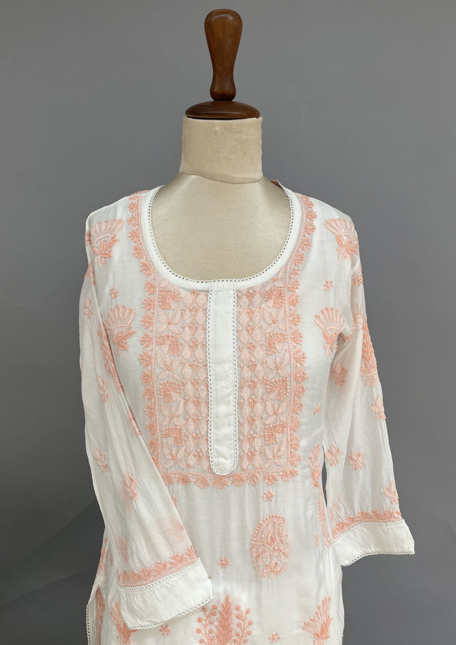Muslin Chikankari Co-ord Set - White