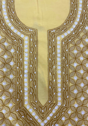 Cotton Chikankari Unstitched Suit - Yellow