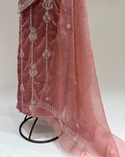 Velvet Chikankari Unstitched 2pc Suit Set - Pink Kisses