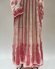 Georgette Anarkali Chikankari Kurta - White & Red