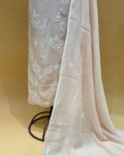 Mul Chikankari Unstitched 2pc Suit - Nude Peach