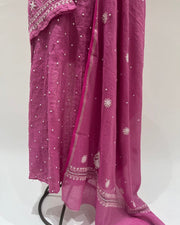 Tissue Chikankari Unstitched Anarkali - Mulberry Pink