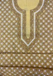 Cotton Chikankari Unstitched Suit - Yellow