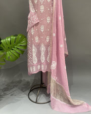Tissue Chikankari Unstitch 2pc Suit - Mauve Pink