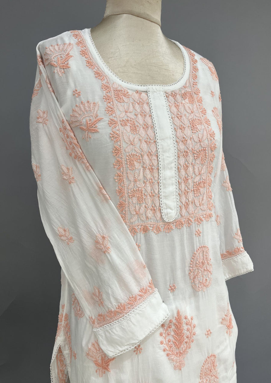 Muslin Chikankari Co-ord Set - White