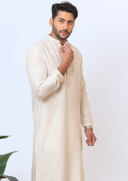 Chanderi Men's Kurta - Cream White