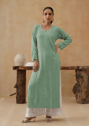 Georgette Long Kurti -  Ice Blue