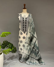 Organza Chikankari Unstitch 2pc Suit - White