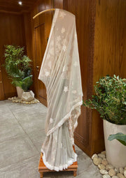 Chikan Saree Georgette - Grey