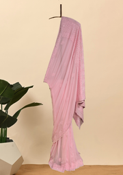 Georgette Chikankari Saree - Pink