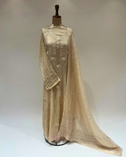 Tissue Chikankari Unstitched Anarkali - Gold