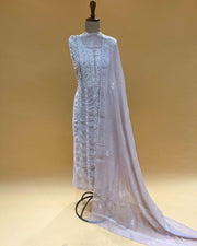 Mul Chikankari Unstitched 2pc Suit - Lavender Fog