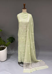 Tissue Chikankari Unstitch 2pc Suit - Mint Green