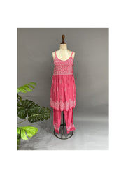 Muslin Chikankari Co-ord Set - Fuchsia Pink