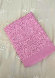 Chikankari Vescouse Unstitched Suit - Mauvish Pink
