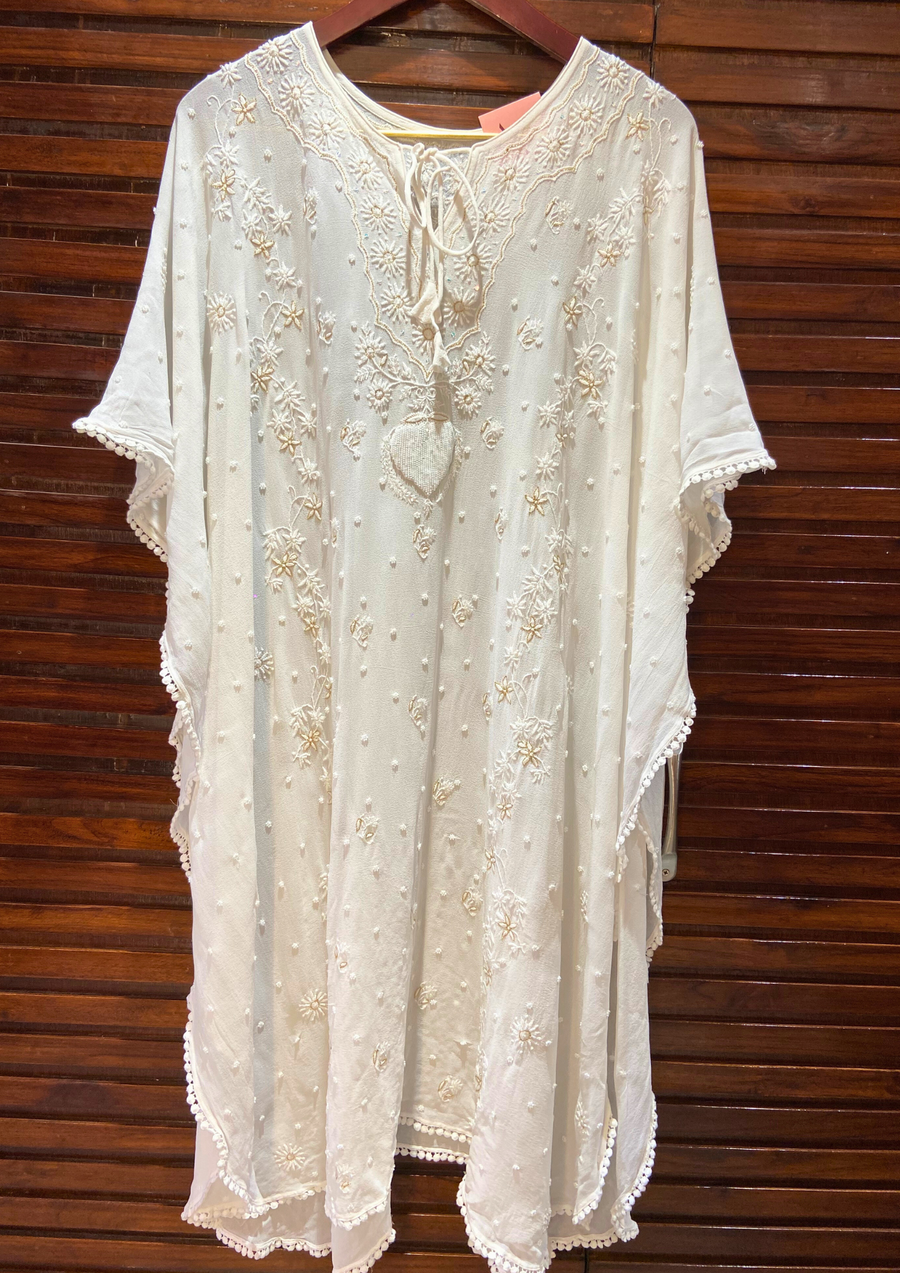 White Pure Georgette Kaftan