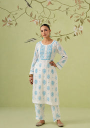 Muslin Chikankari Co-ord Set - White