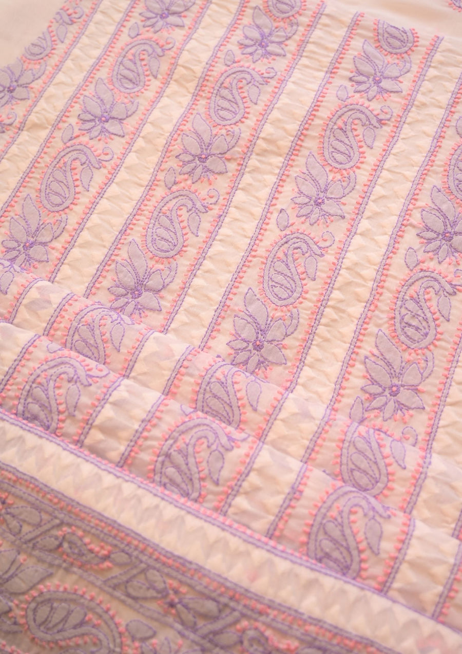 Cotton White,Lilac,and Pink 3 pc suit