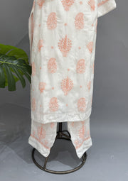 Muslin Chikankari Co-ord Set - White
