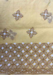 Cotton Chikankari Unstitched Suit - Yellow
