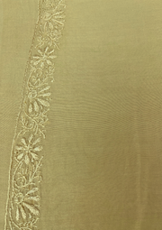 Chanderi Chikankari Unstitched Mens Kurta - Lime Yellow