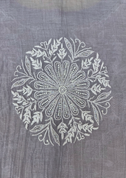 Chikankari Semistitched Tissue Co-ord Set - Silver Grey